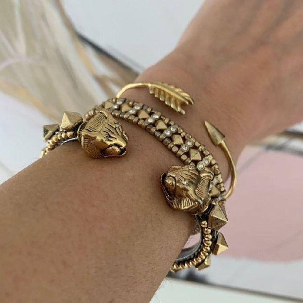 💜 Stella & Dot Artemis Cuff Lionhead Studs Edgy - Picture 8 of 13